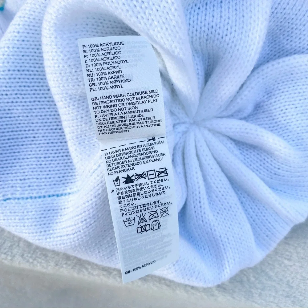 The‎ North Face Reversible Pointelle Knit Beanie Youth M Blue White